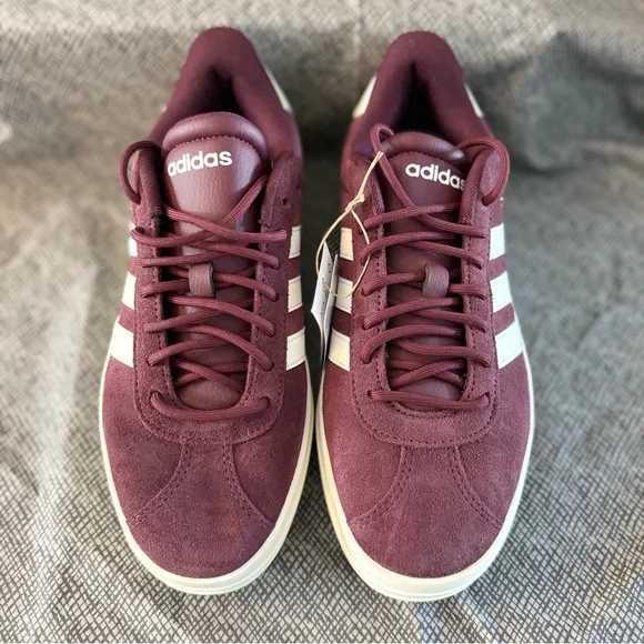 Adidas Women's Maroon and White Platform Sneakers - Picture 2 of 5